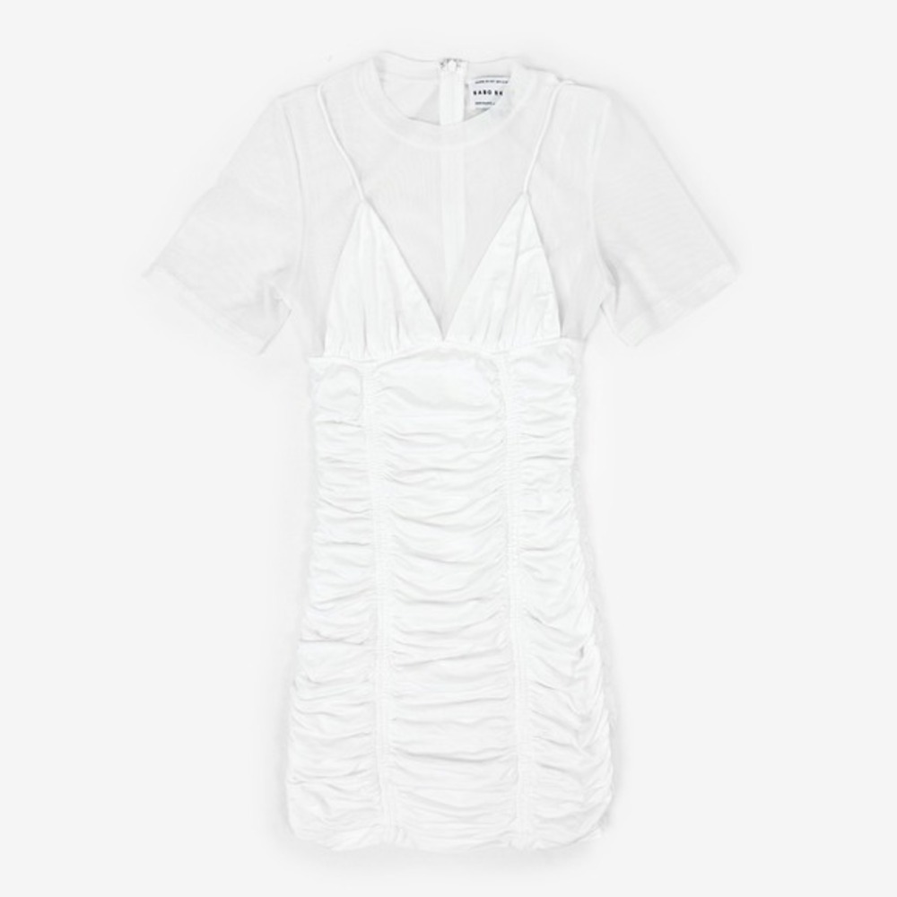 Sabo Skirt Kaylani Mini Dress Size XS White Mesh Ruched - Picture 5 of 9
